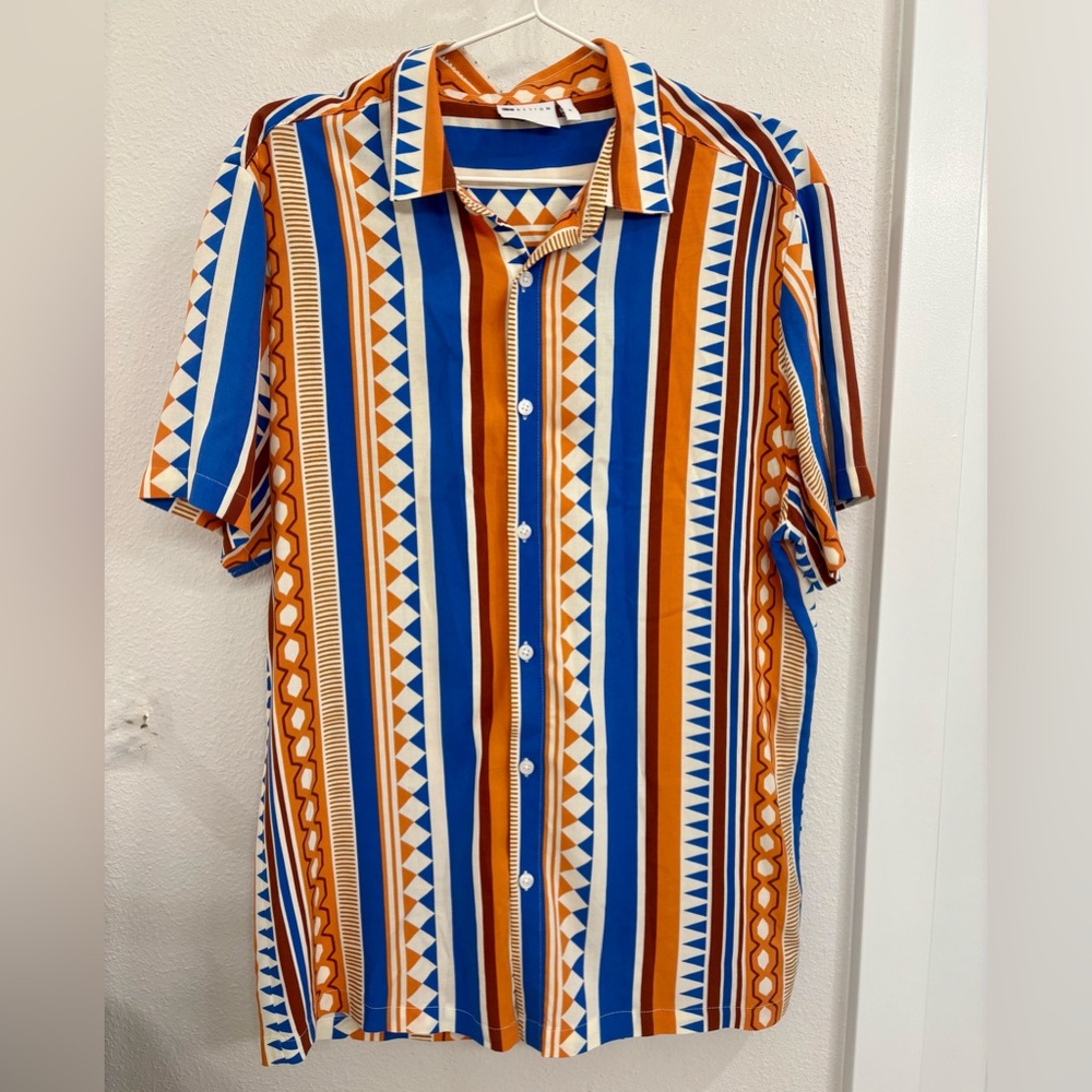 ASOS Blue Orange Casual Button Down Shirt